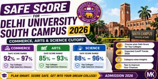 Safe Score for Delhi University South Campus 2026 Commerce, Arts & Science Cutoff